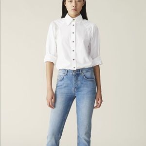 CLASSIC DENIM SLIT PANTS - BLEACHED DENIM